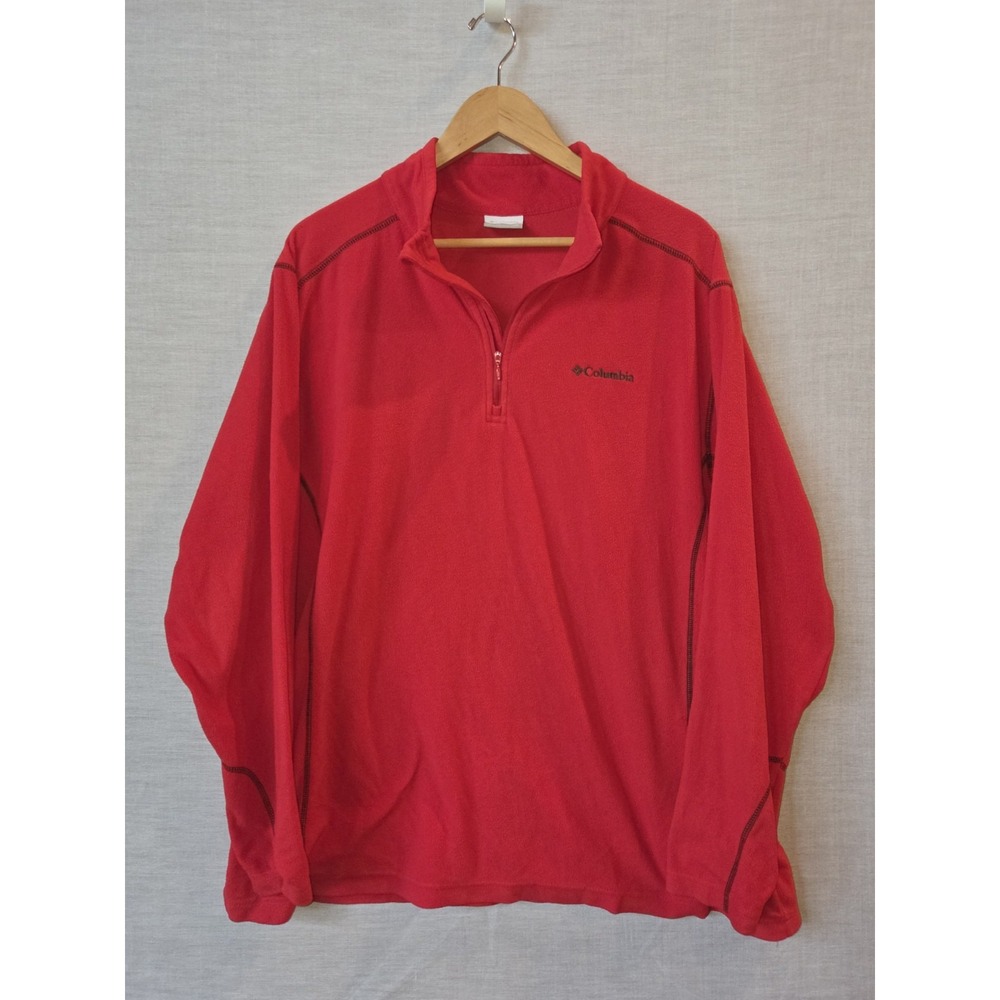 Columbia Fleece 1/4 Zip Pullover Outdoor Lightweight Red 2X Nature Cozy Mens XXL